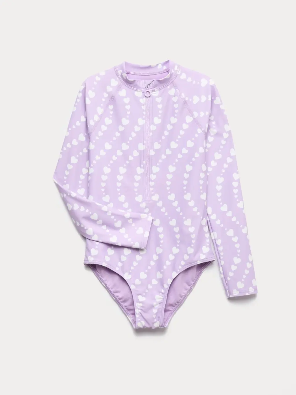 Long sleeved lilac and white swimsuit for girls