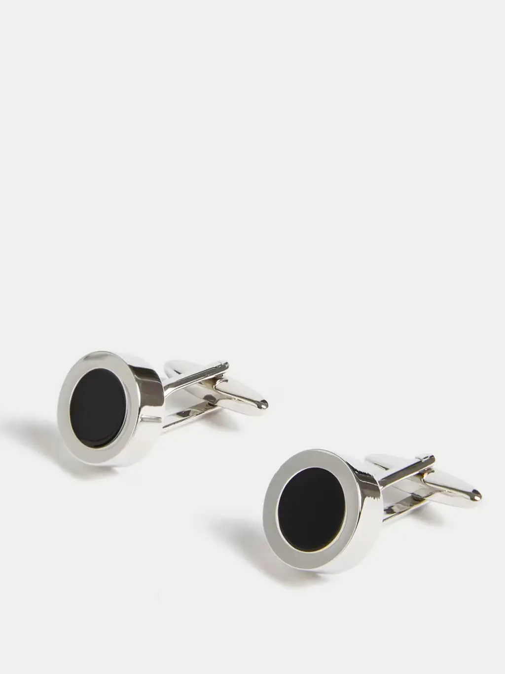 Silver and black cufflinks