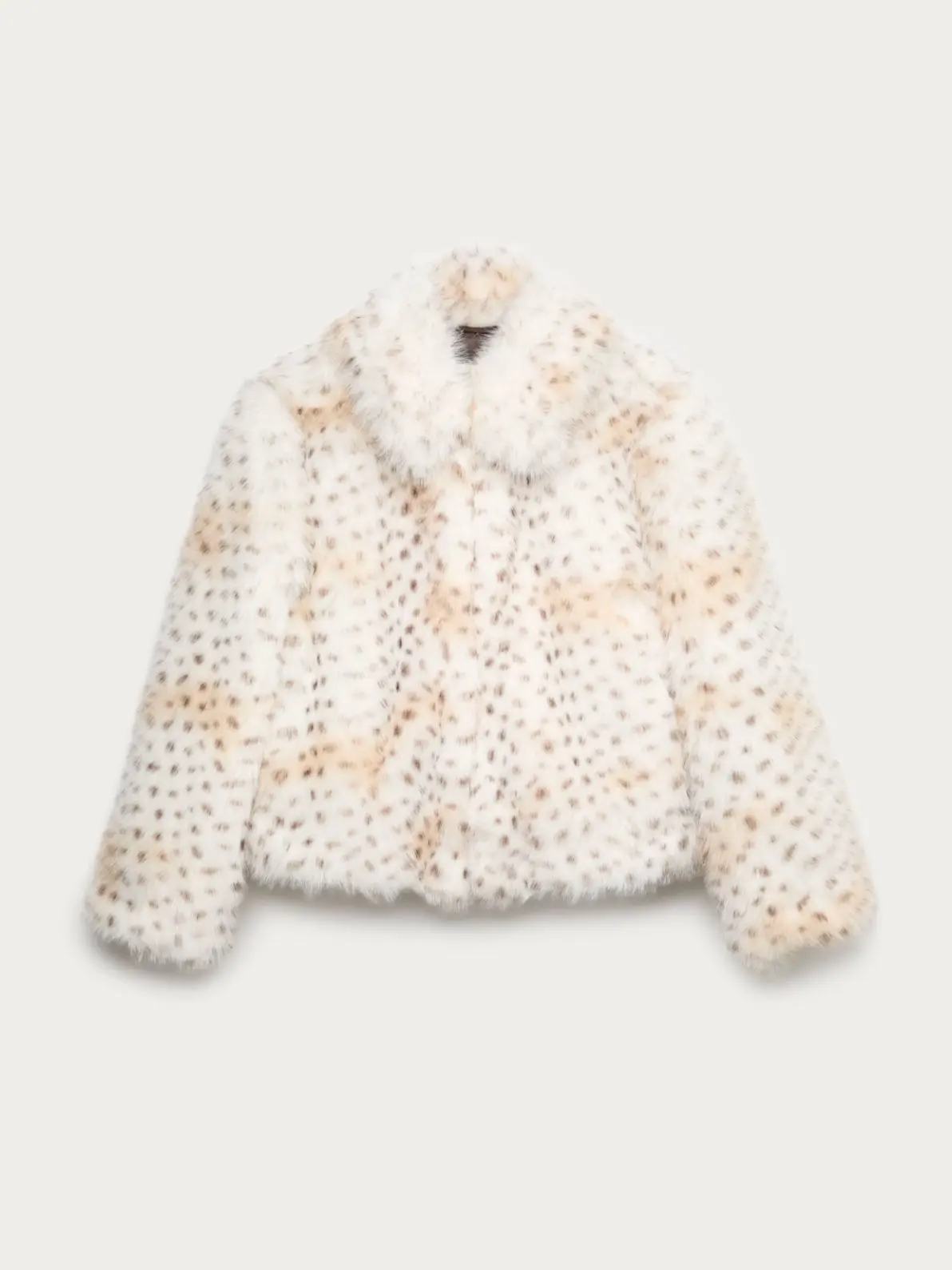 Leopard print faux-fur jacket in white