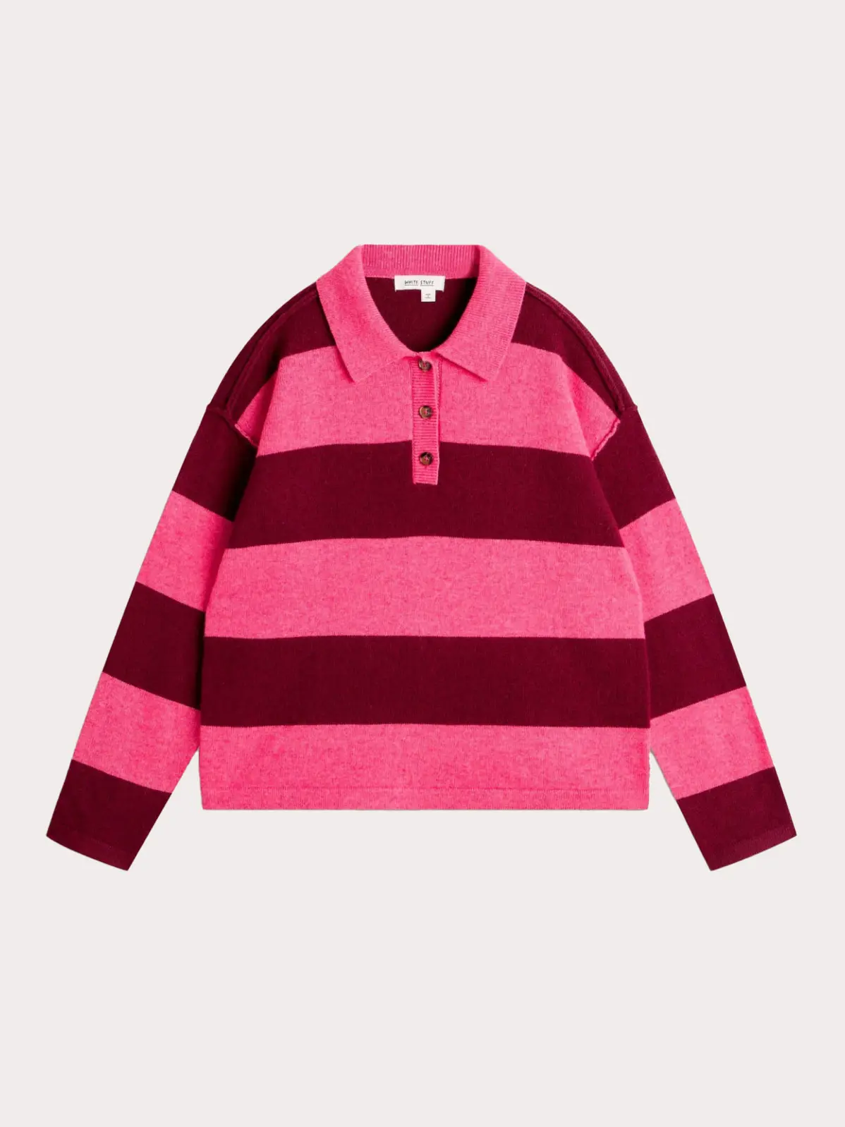 Bold pink striped collared jumper 