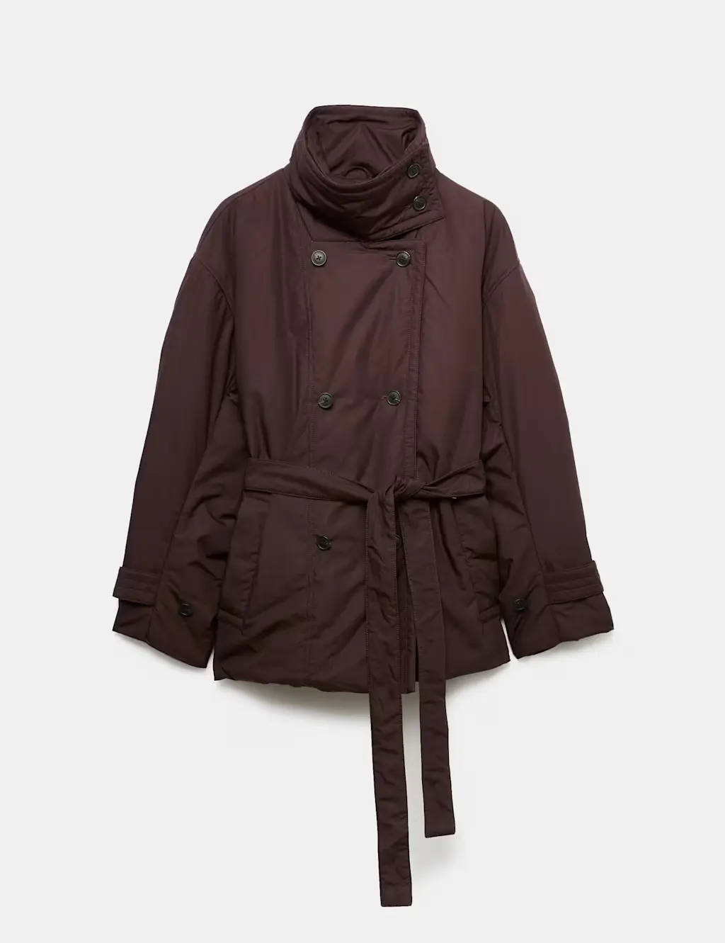 Pure Cotton Thermowarmth Belted Funnel Neck Coat