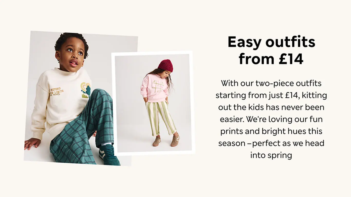 Kids wear outfits from M&S kidswear