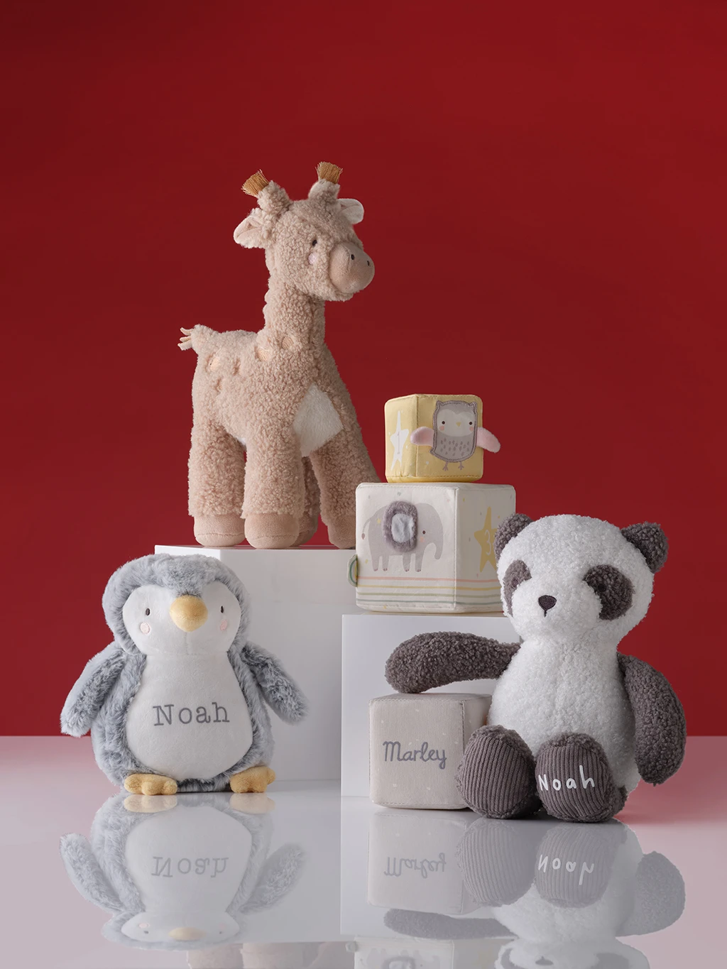 A selection of personalised baby toys