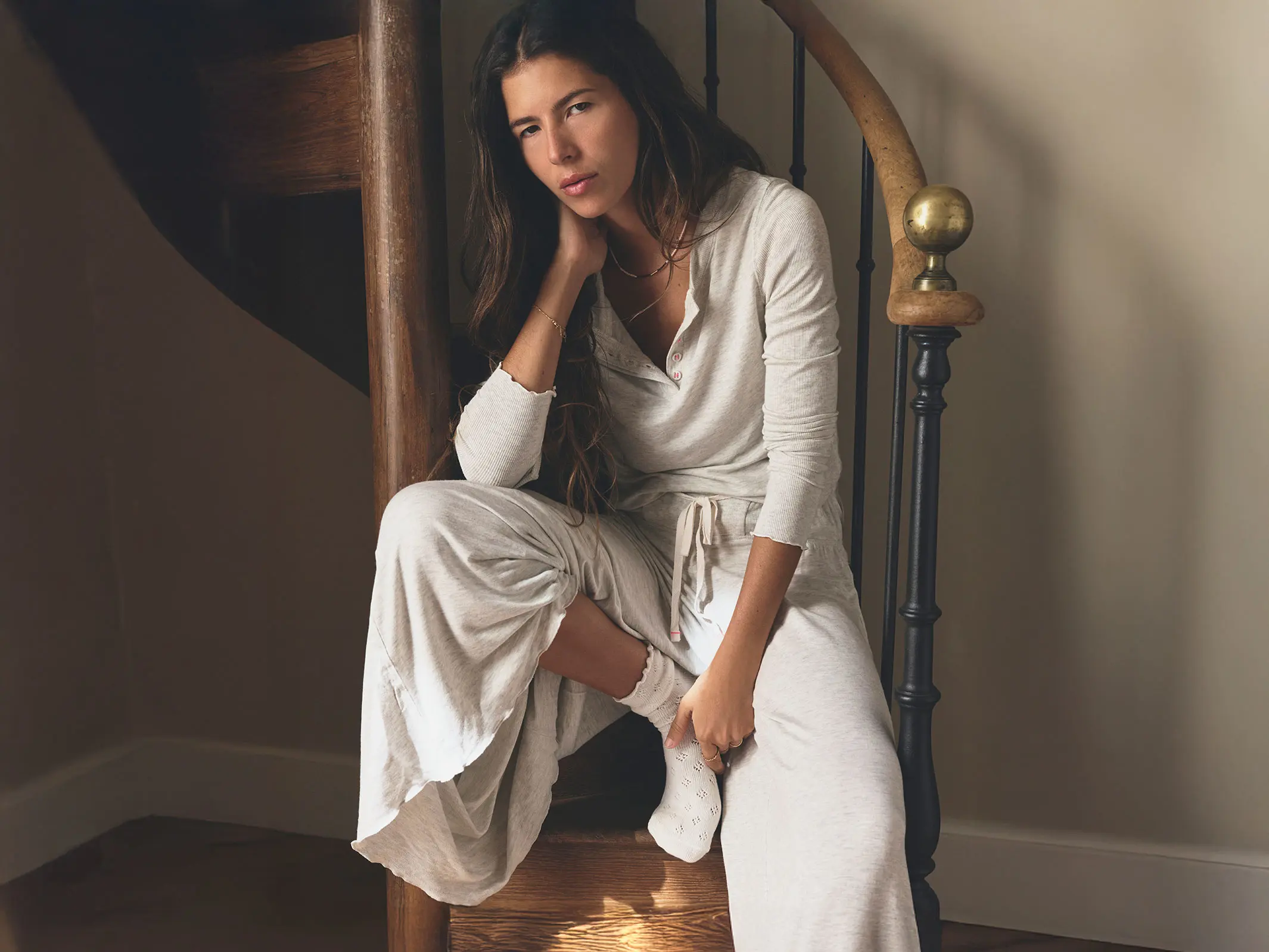 woman wearing Free people loungewear
