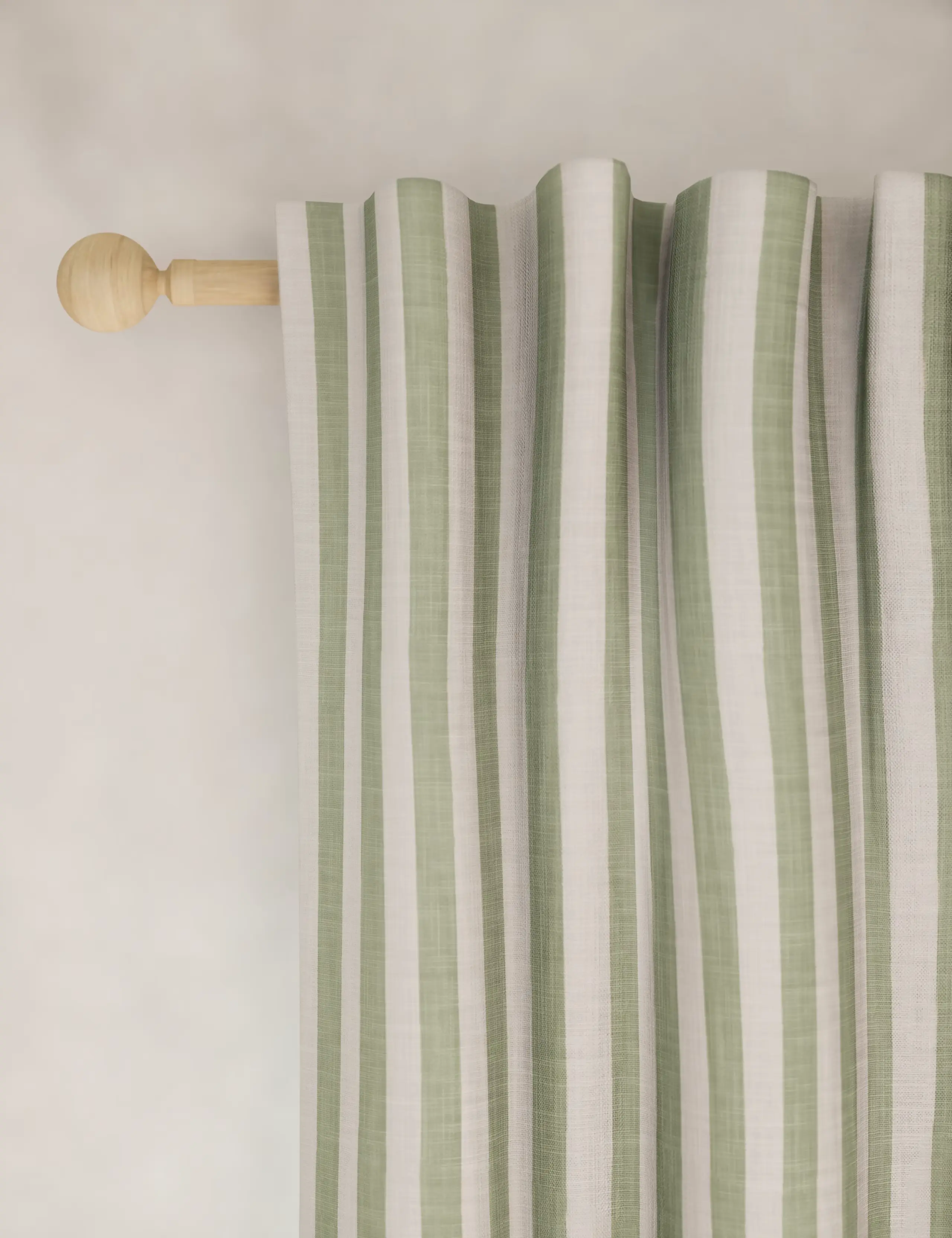 White and green striped curtains