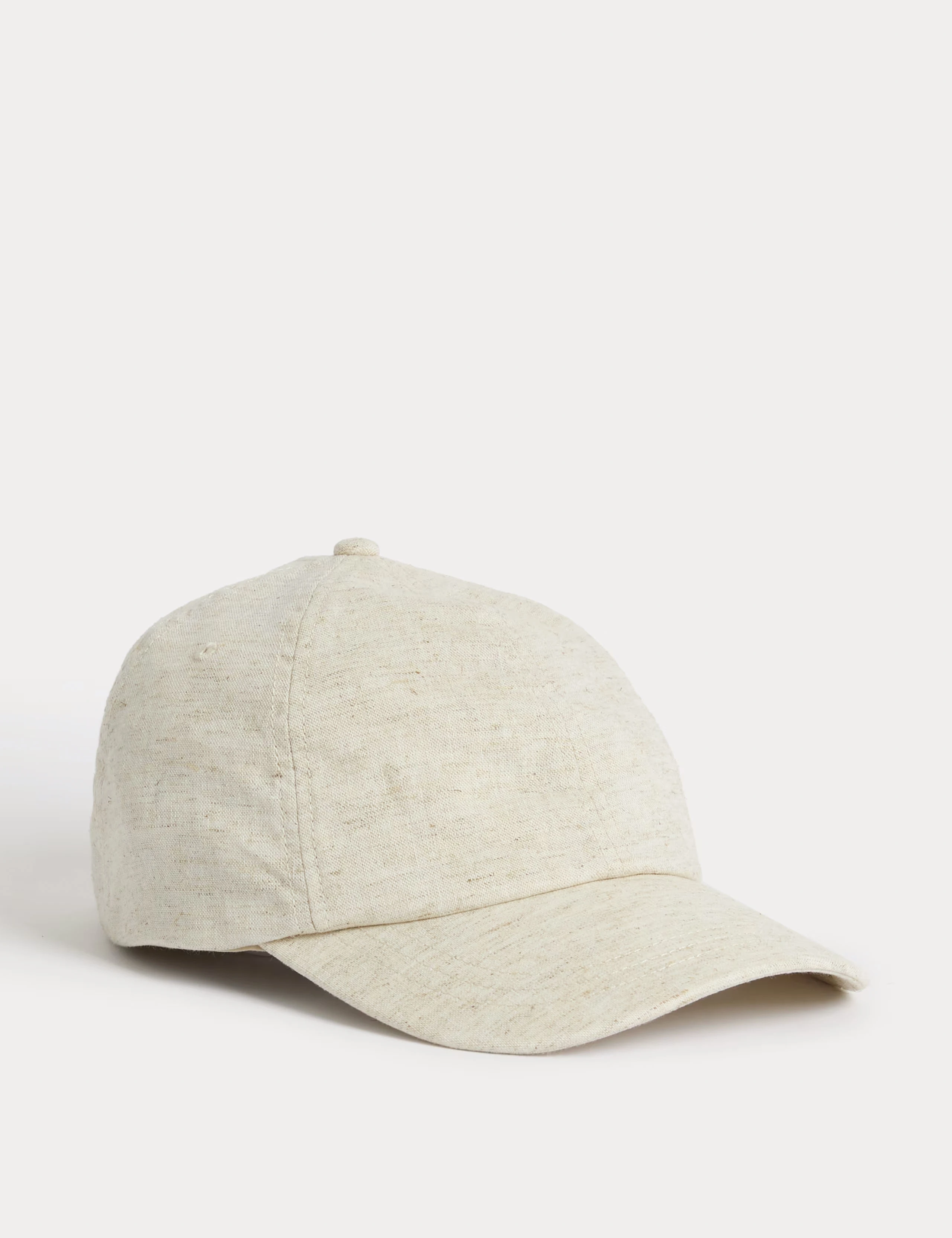 Cream linen-blend cap