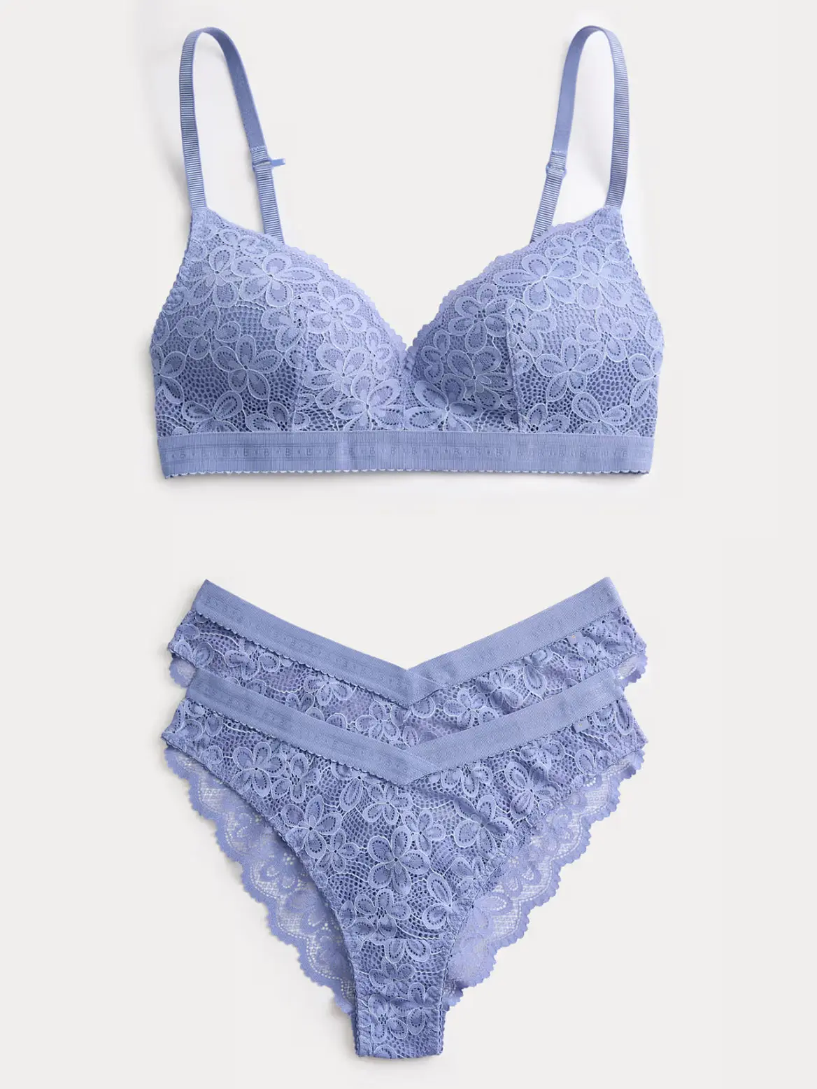 Faded blue matching bra and underwear set