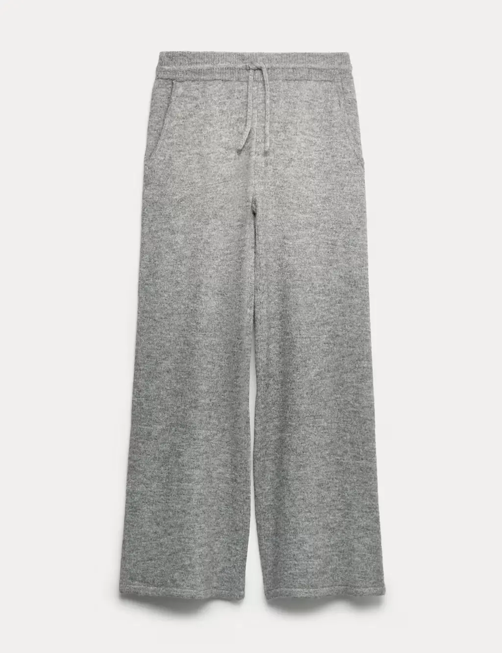 Grey wide-leg knitted trousers