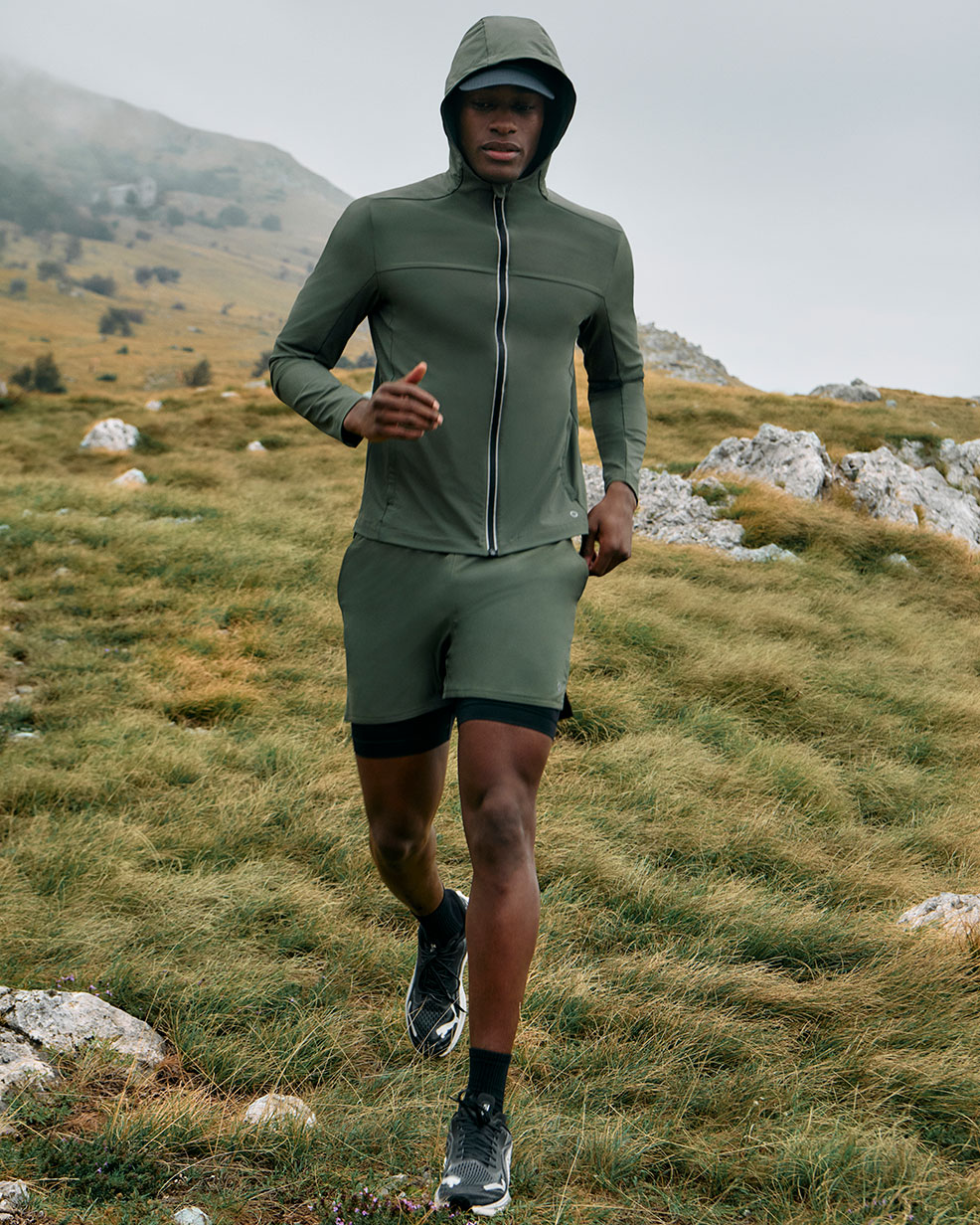 Man wearing winter workout clothes at M&S