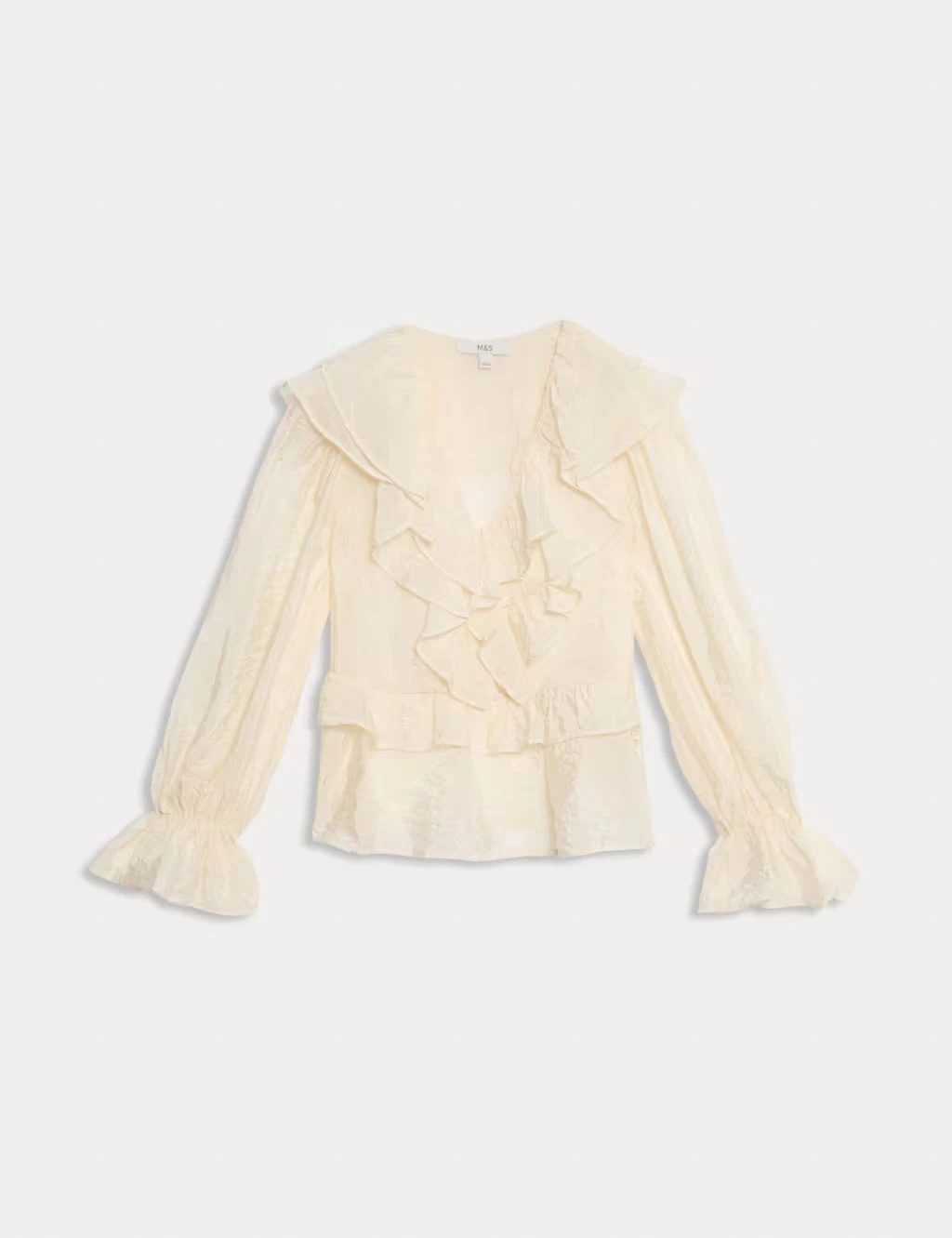 Cream frilled V-neck boho blouse