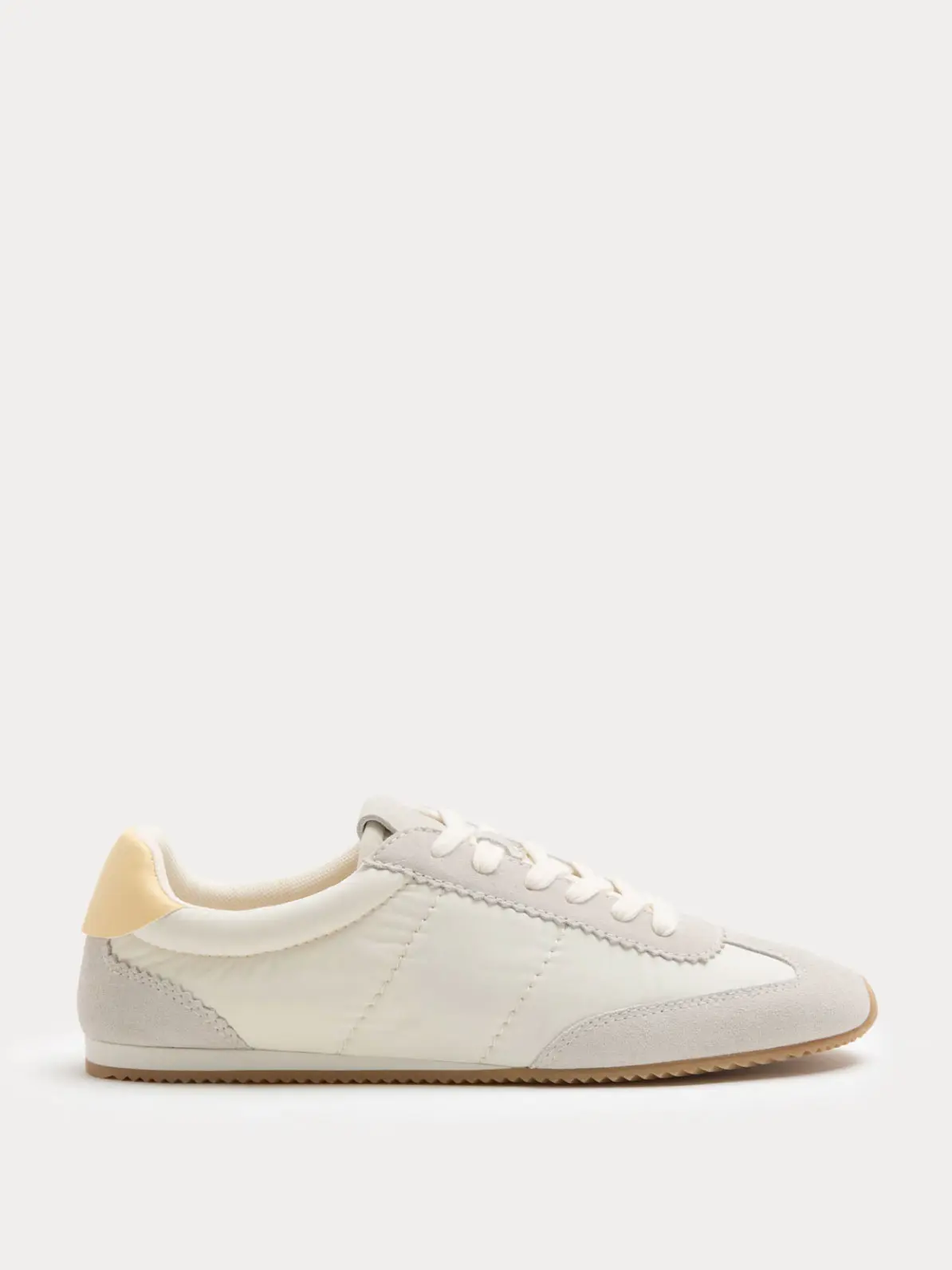 White lace-up retro-style trainer 