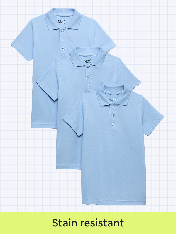 Three blue boys polos