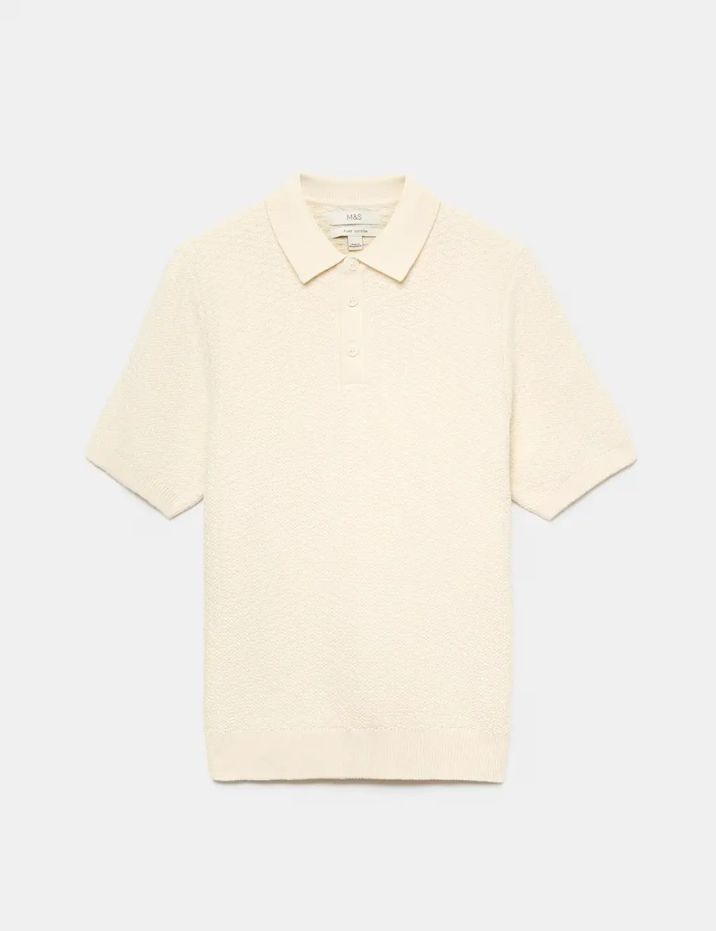 Pure Cotton Textured Striped Knitted Polo Shirt