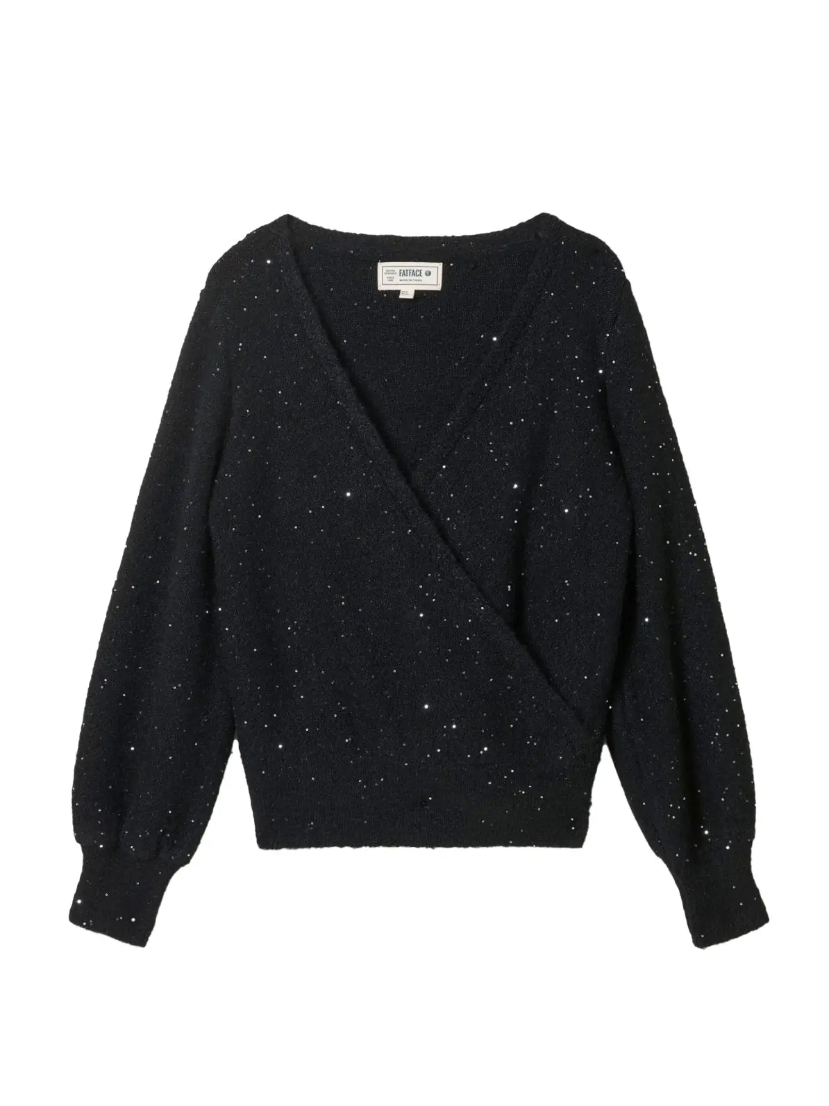 Black sparkly V-neck wrap cardigan