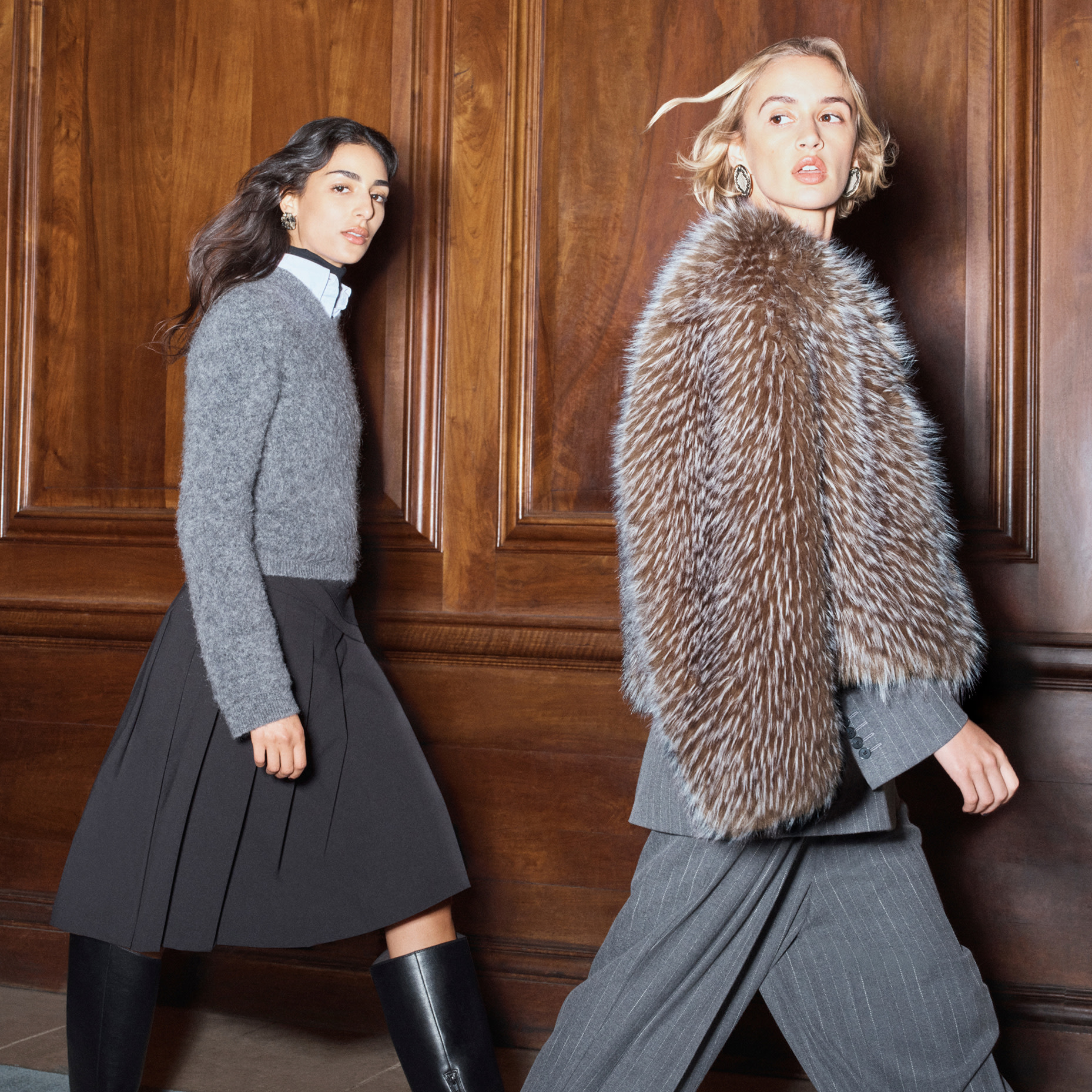 Two women in autumn outfits