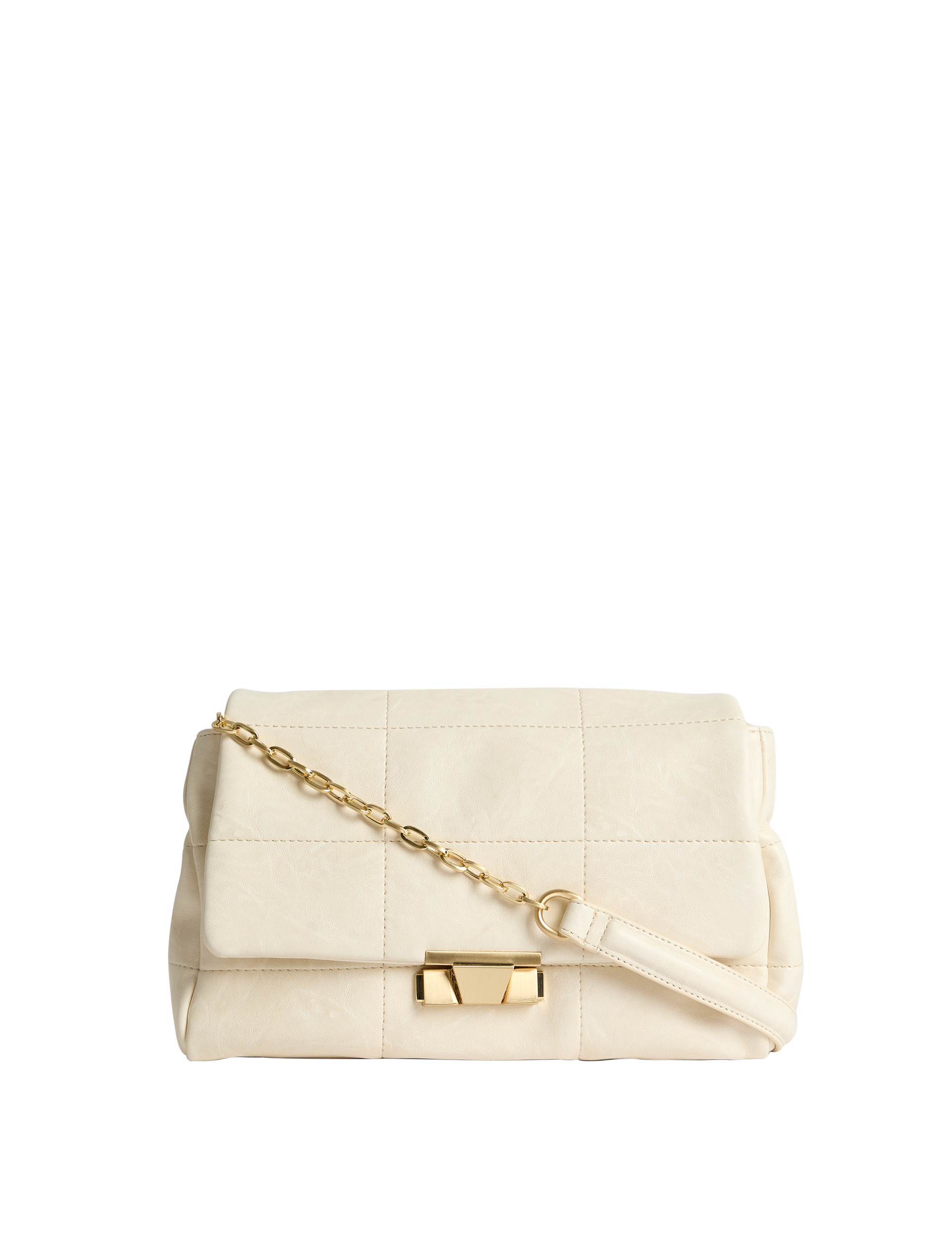 A cream padded shoulder bag
