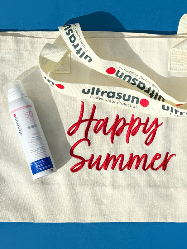 Tote bag with SPF products