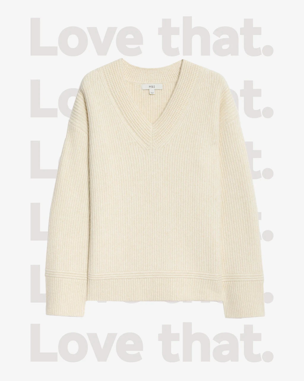 Women's cream V-neck jumper