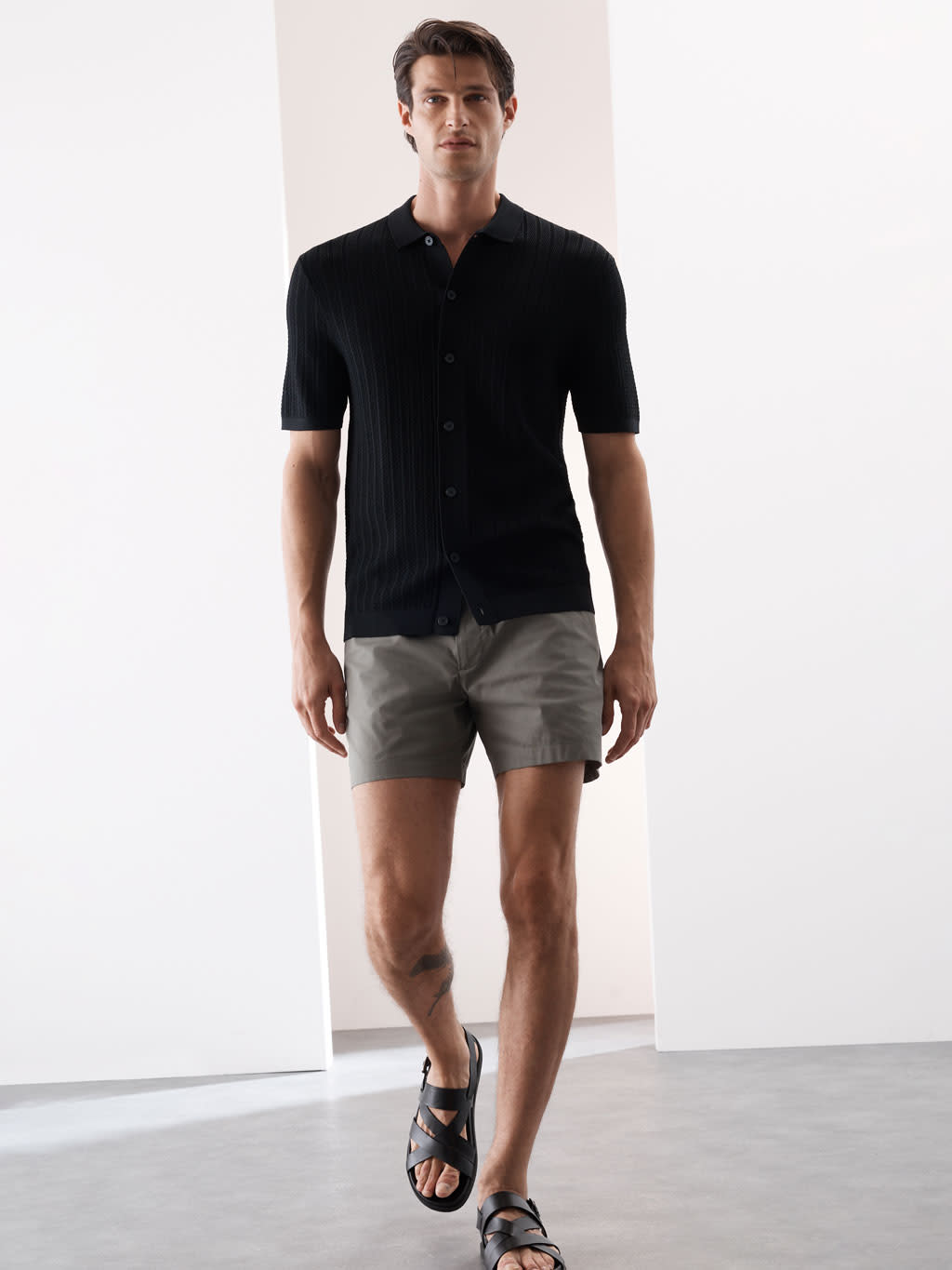Man wearing shorter length shorts