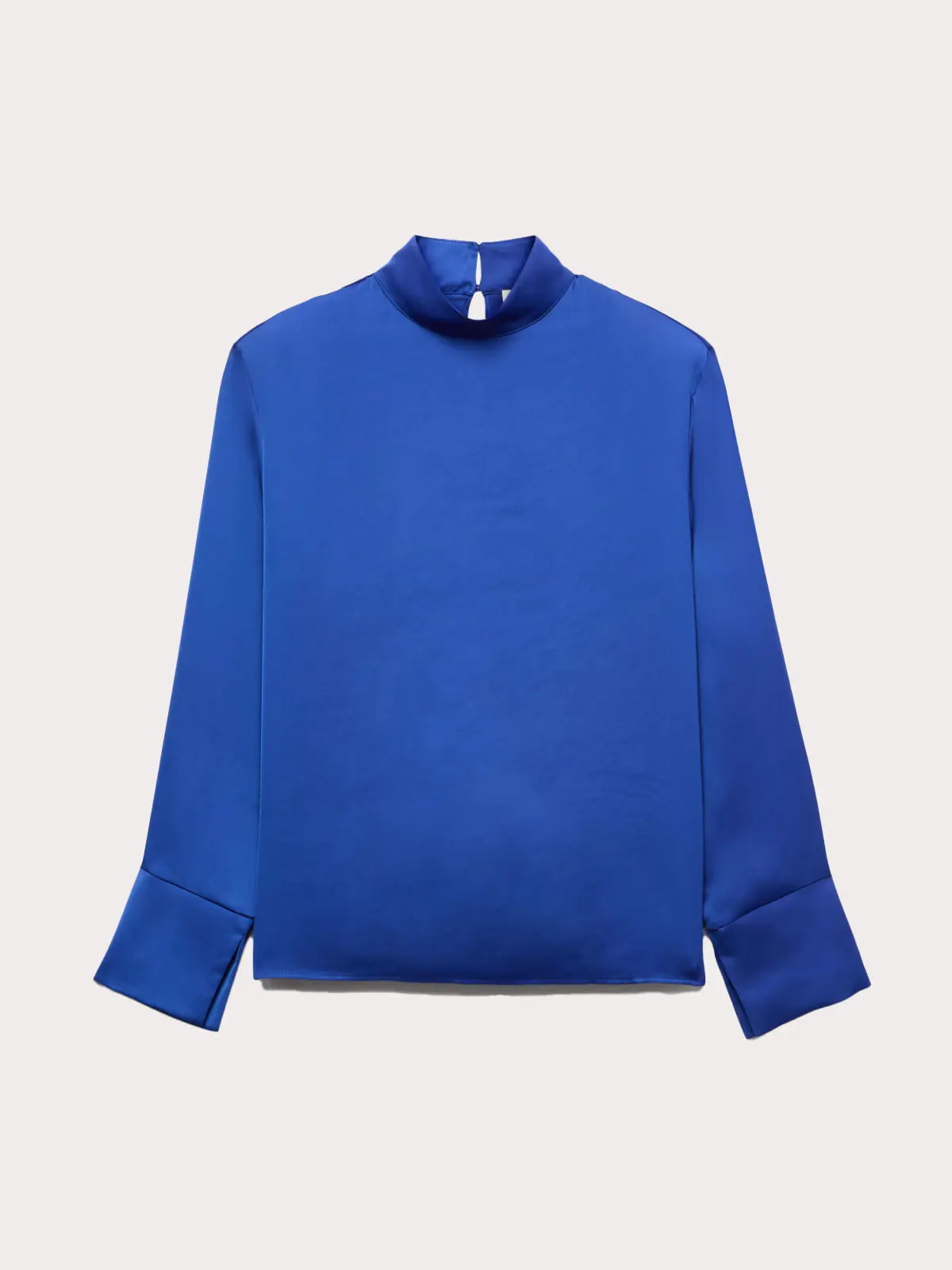 Satin blue high-neck top