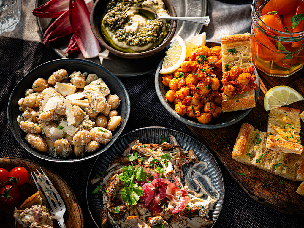 A picnic spread of deli bits