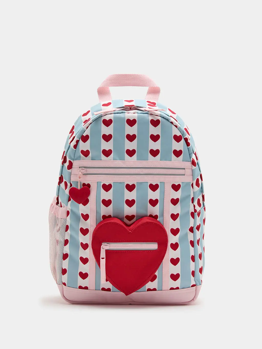 Water repellent heart-print backpack