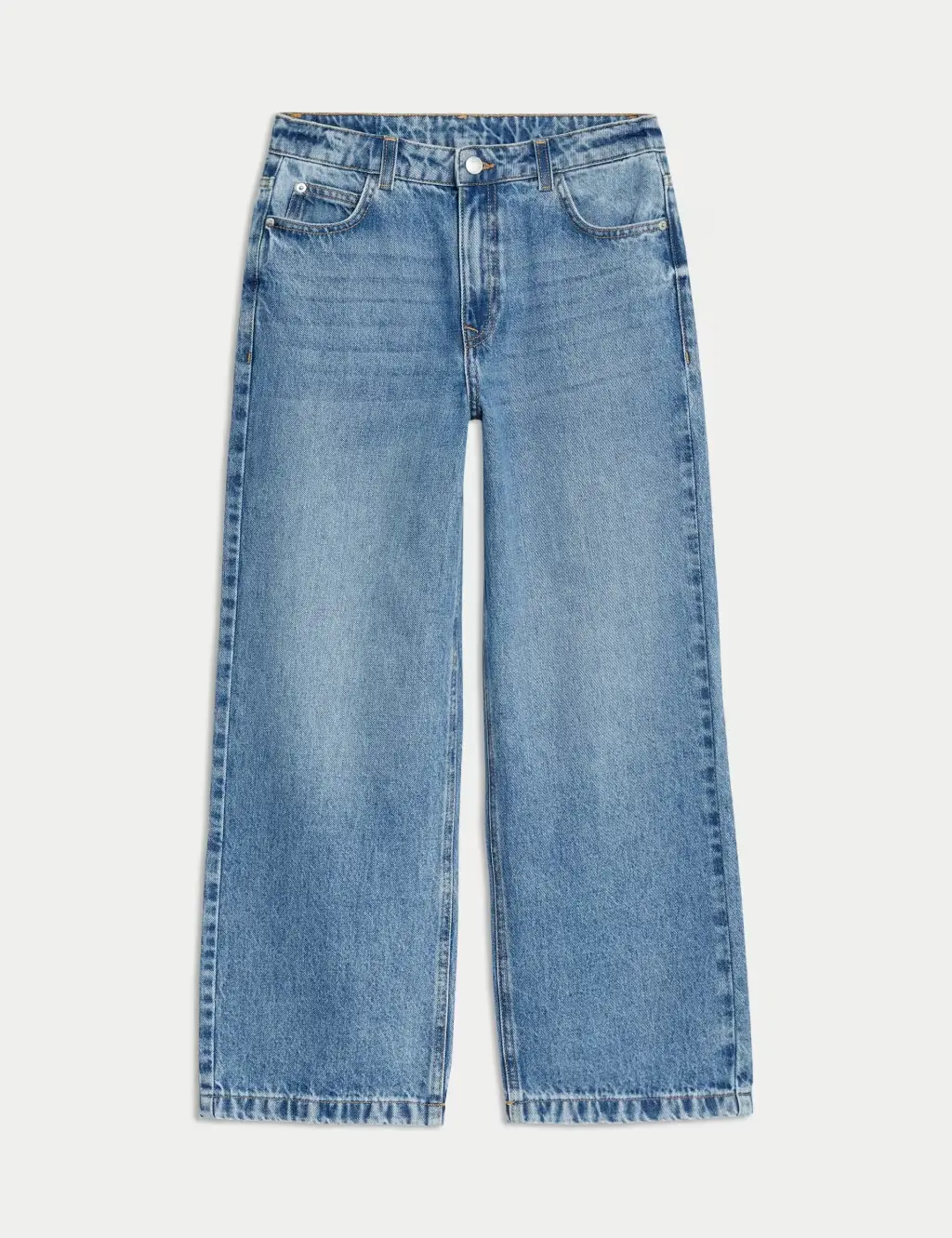 Girls' light blue wide-leg jeans