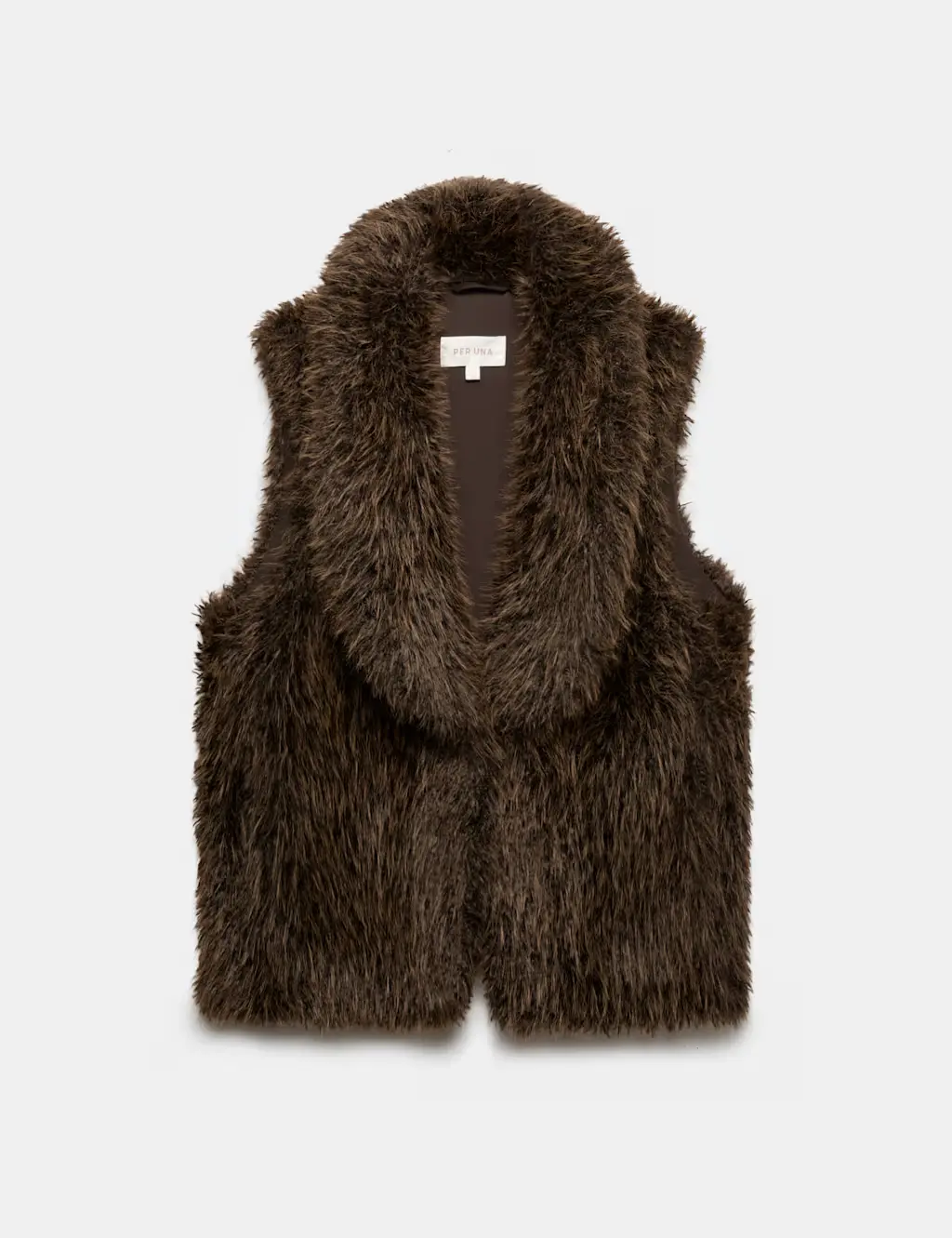 Brown faux fur fluffy gilet.