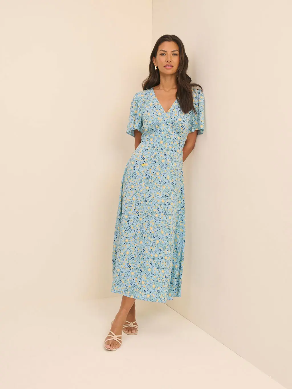 Blue floral-print dress