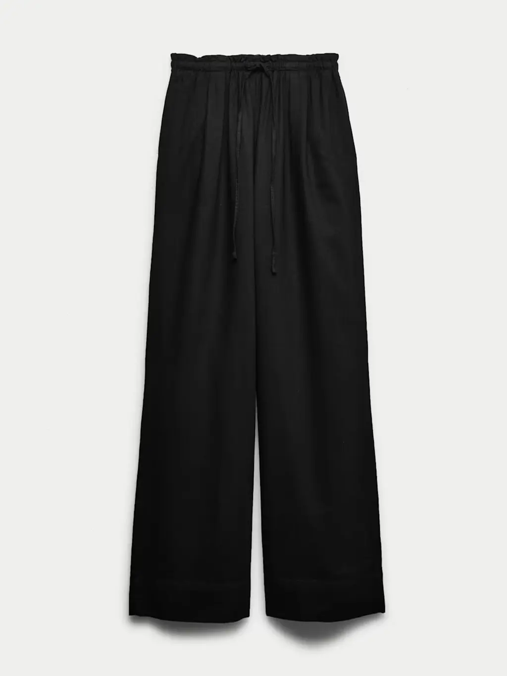 Black linen-blend trousers