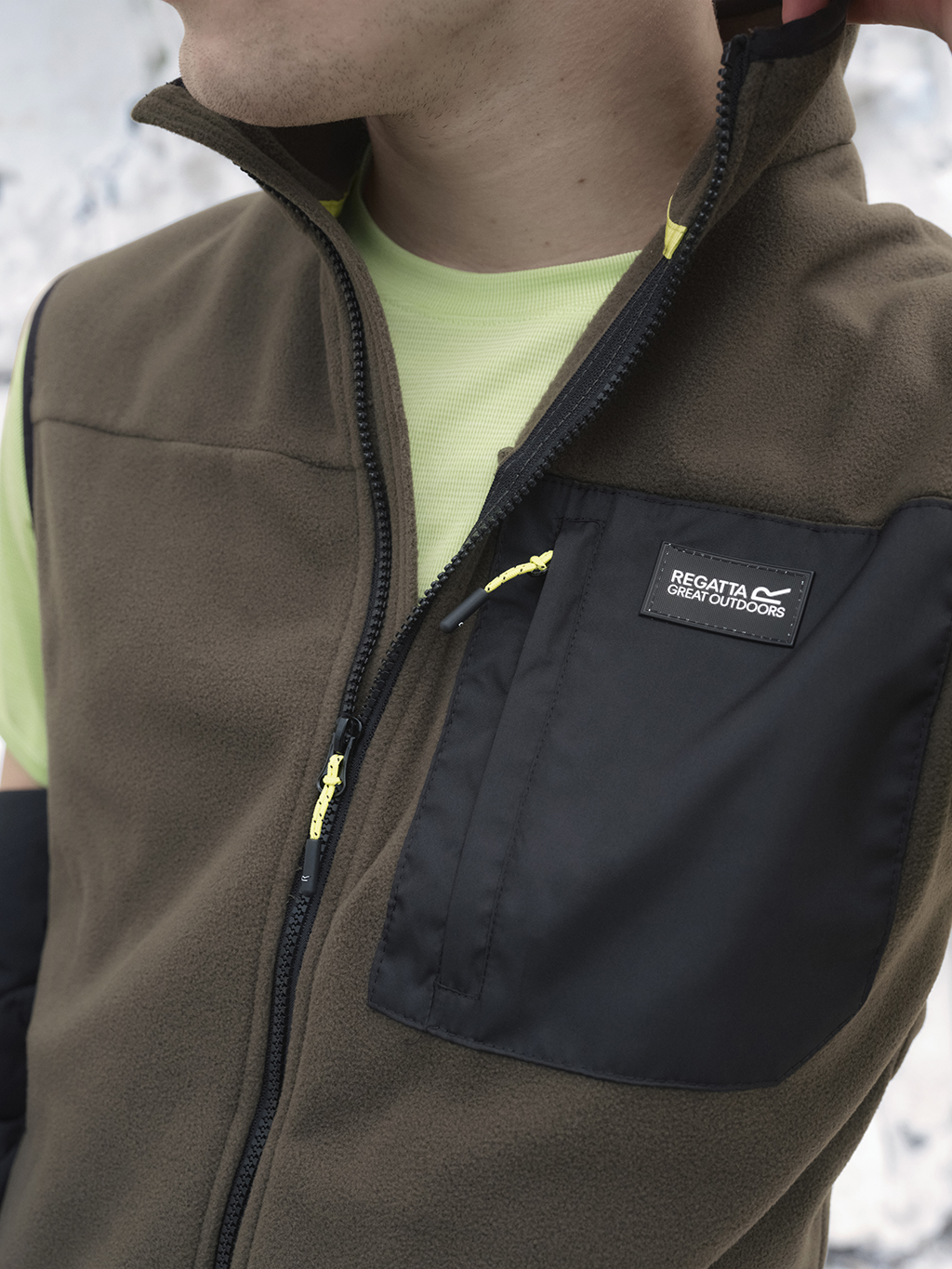 Man wearing Regatta fleece gilet