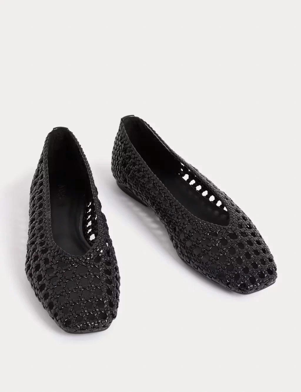 Black woven ballet pumps