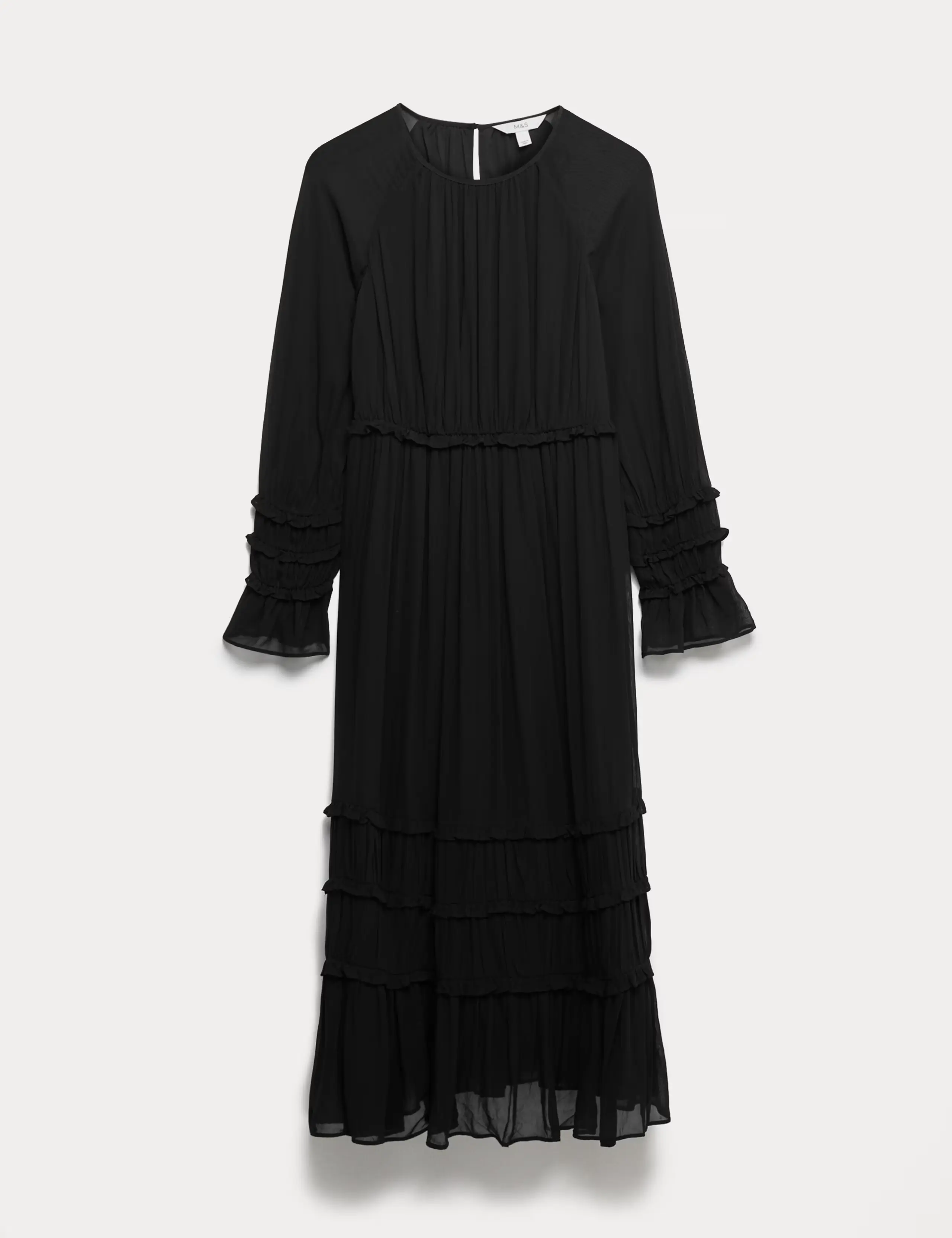 Black long-sleeve midaxi dress