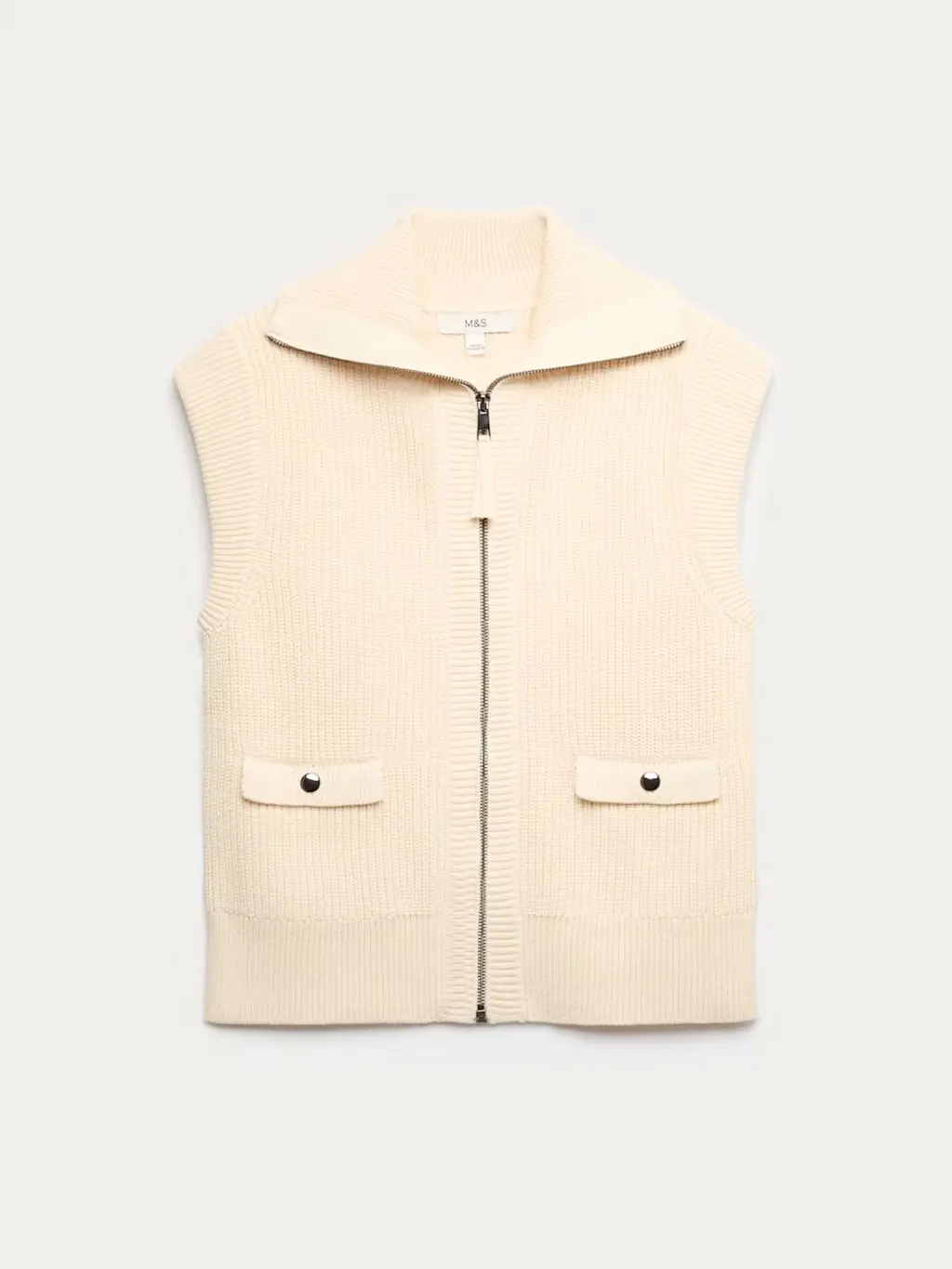 Zipped funnel-neck waistcoat
