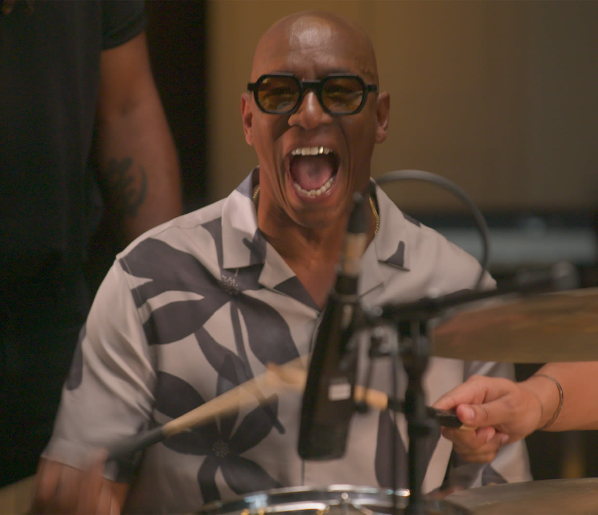 Ian Wright playing the drums