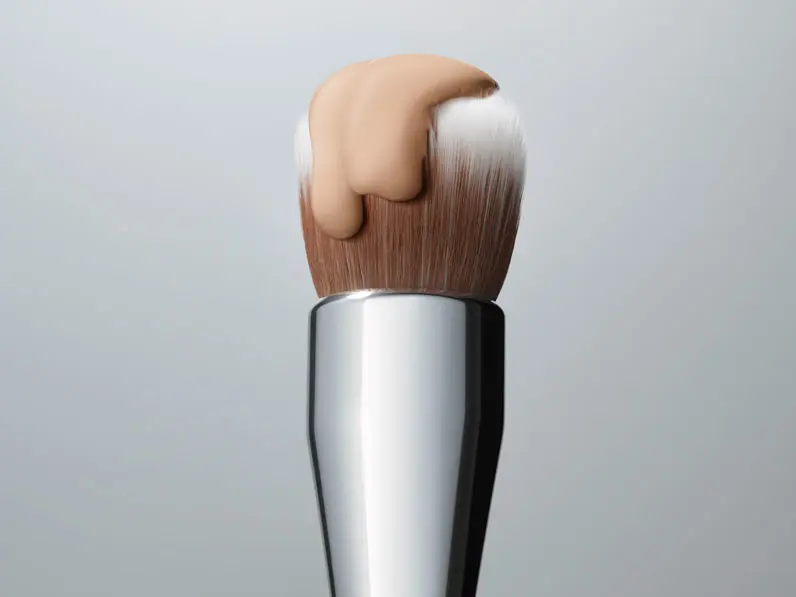 Foundation brush with foundation on it