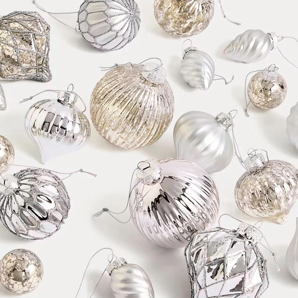 Silver vintage-style baubles