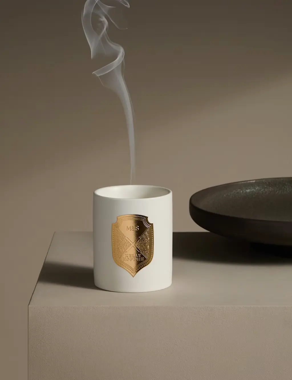 White candle with smoke