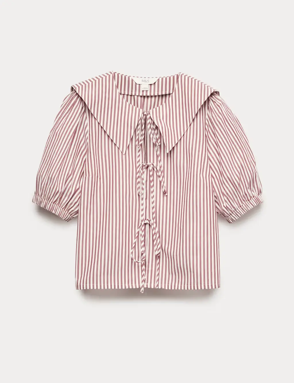 Striped shirt with puff sleeves
