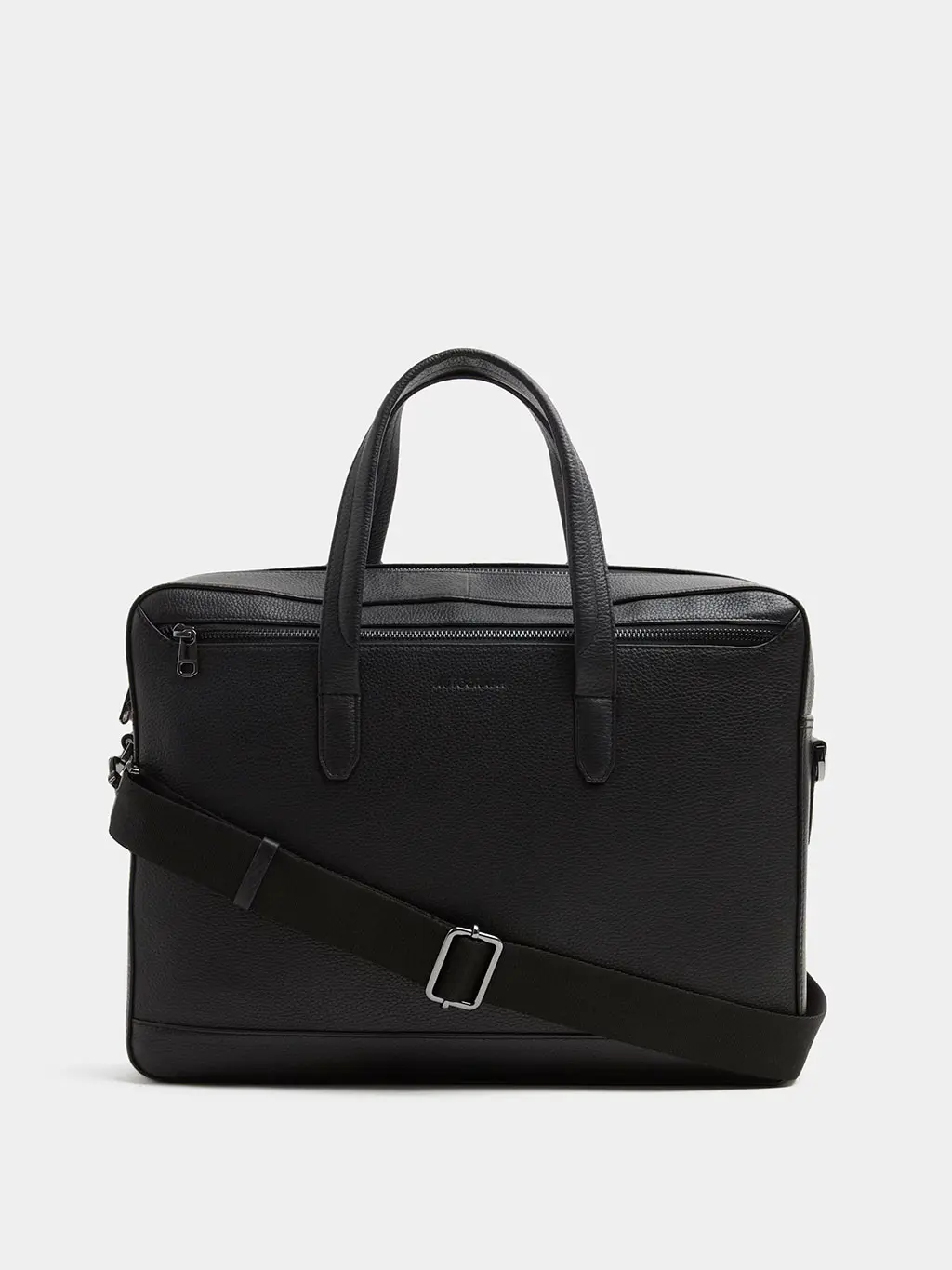 Black pebble-leather laptop bag