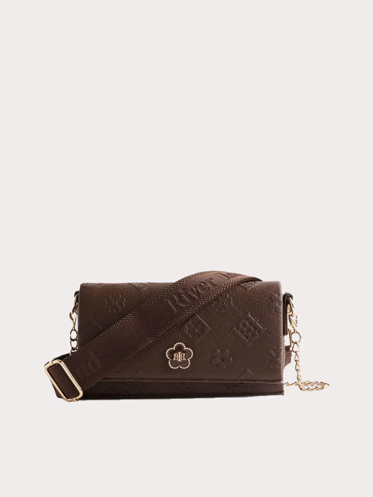 Chain-strap cross-body bag in chocolate brown