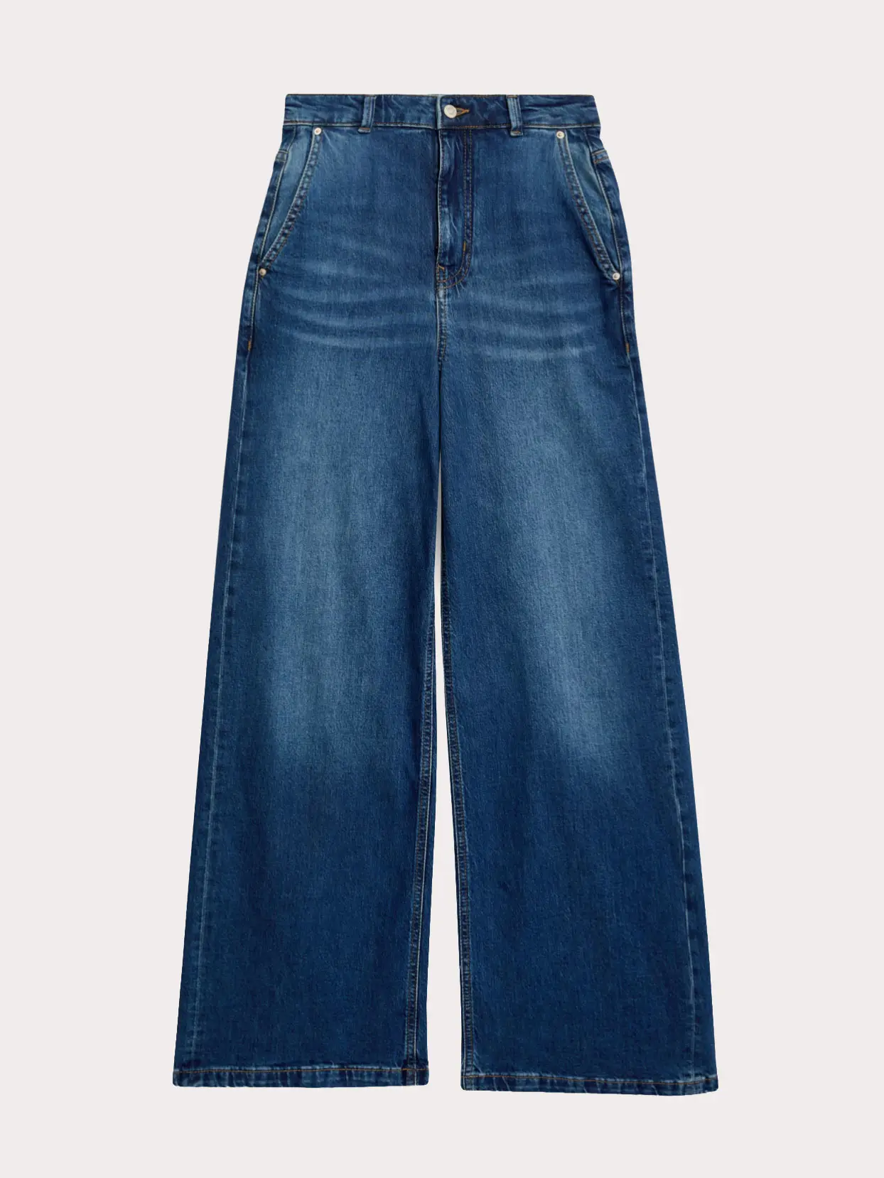 Wide-leg blue jeans 