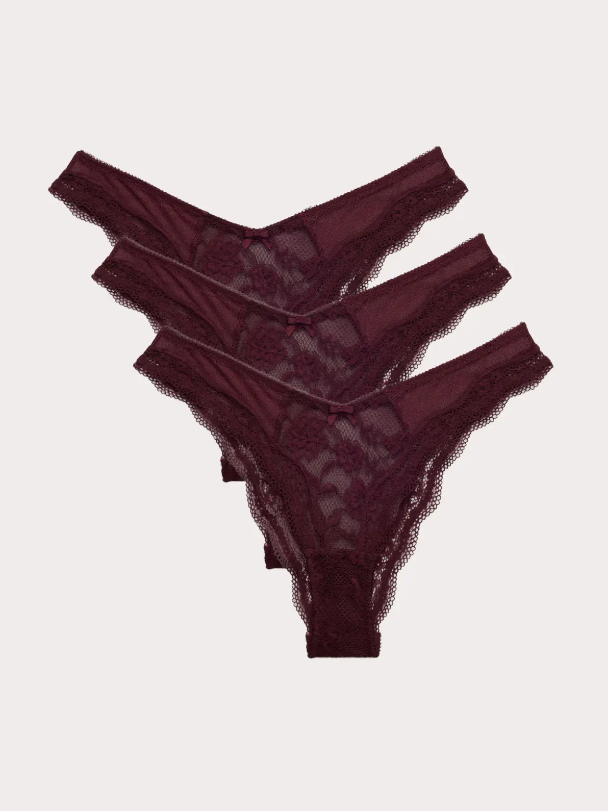 Pack of three knickers in wine red 