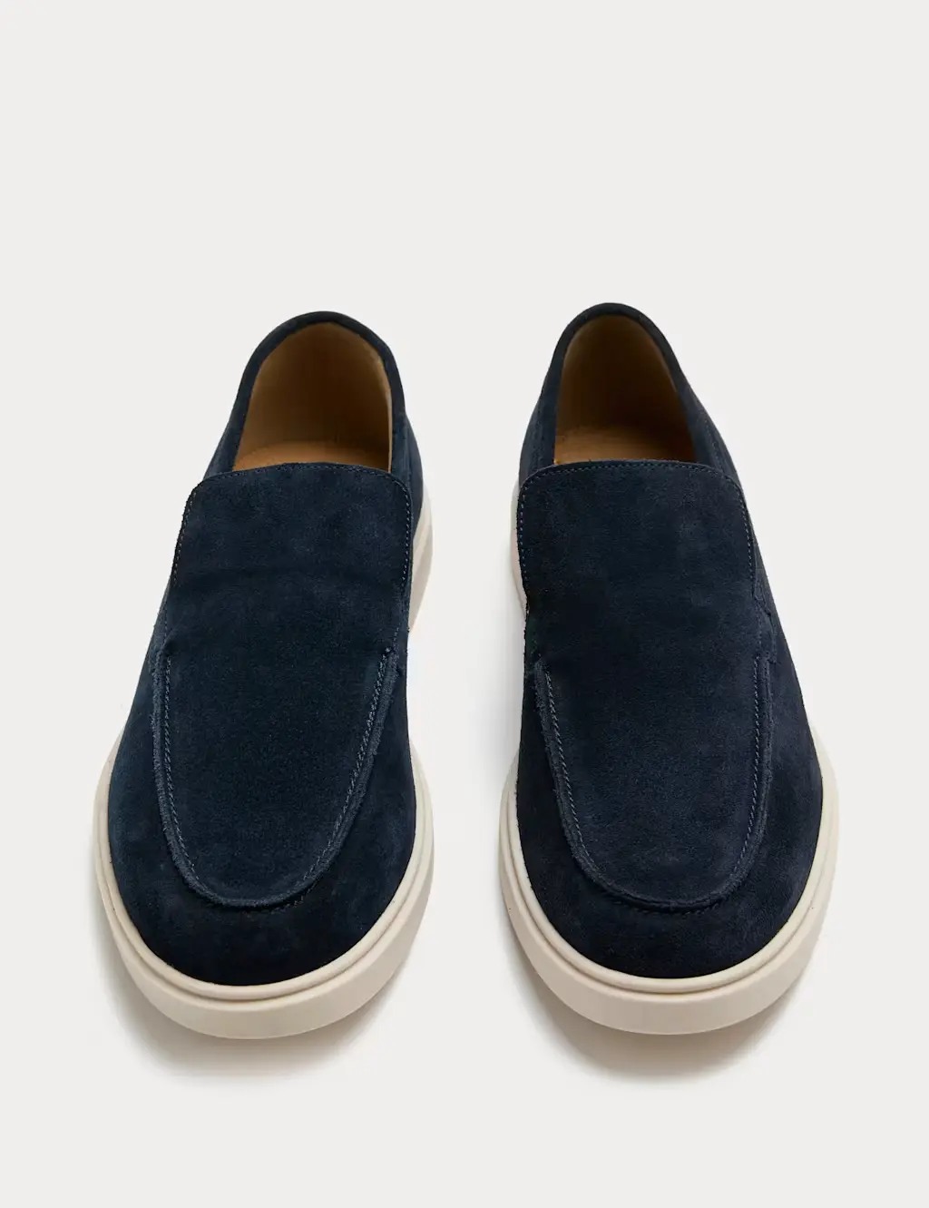 White Sole Suede Loafers