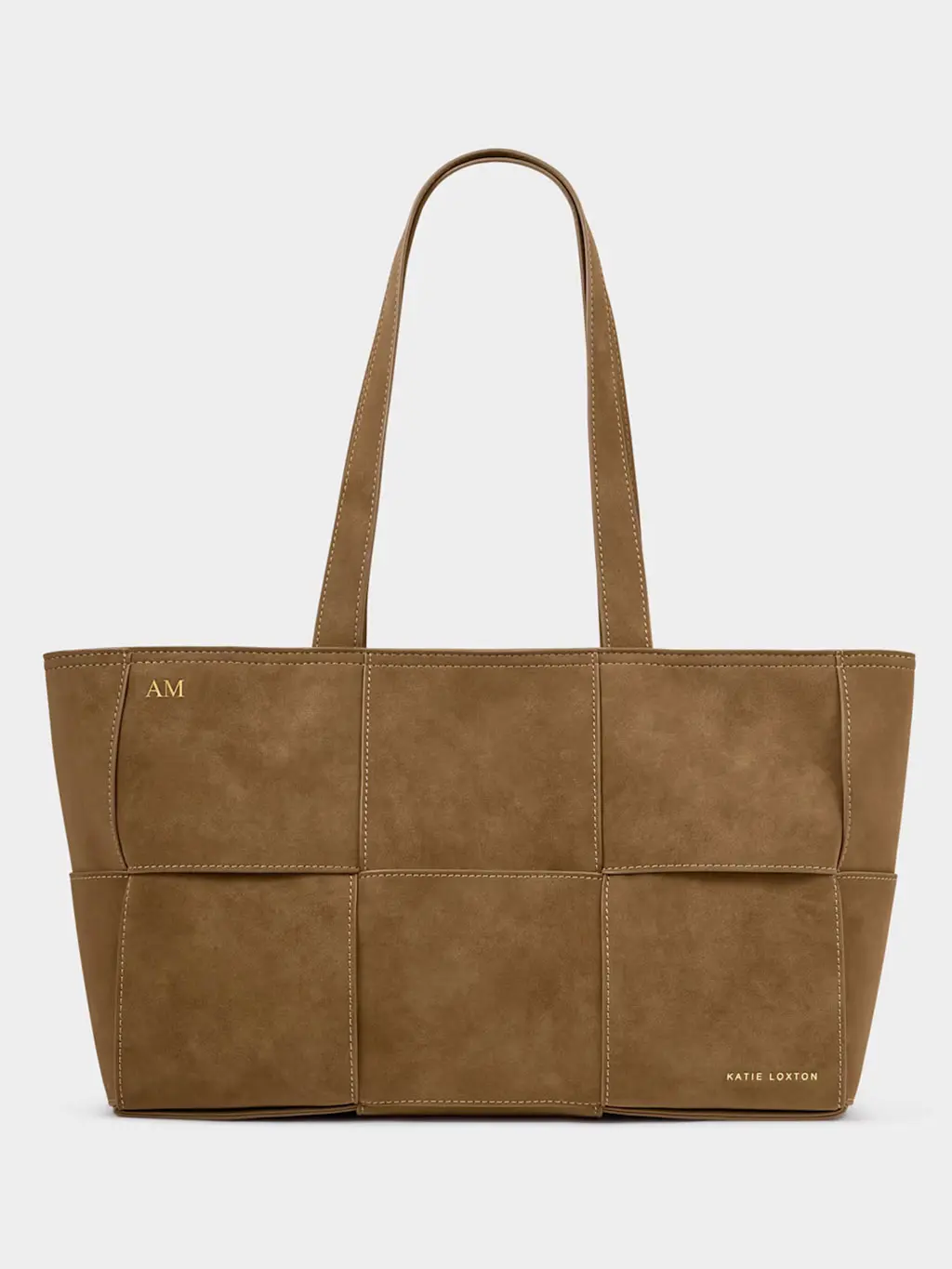 Personalised brown leather tote bag