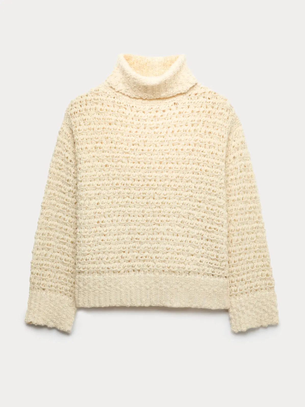 Boucle roll neck cream jumper