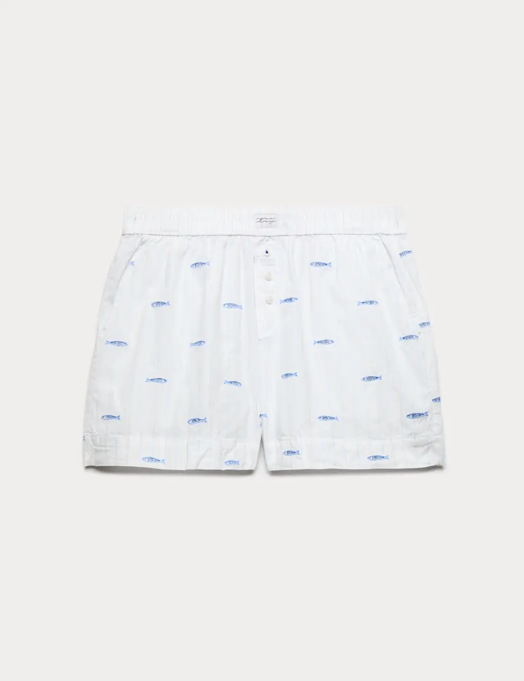 Pyjama shorts with embroidered fish