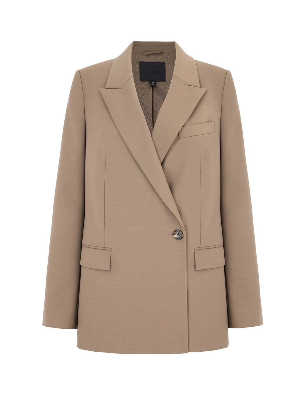 Autograph beige wool-blend single-breasted blazer