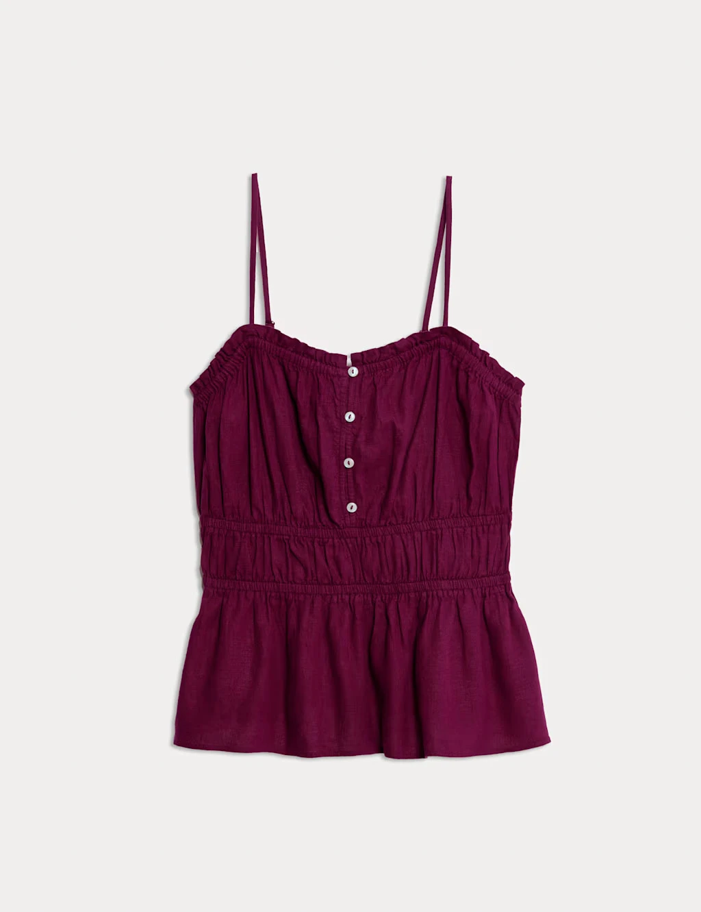 Raspberry linen-rich cami top