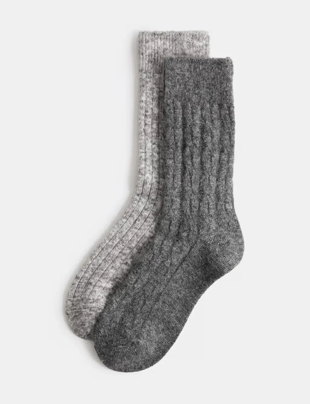 2 Pack Thermal Ribbed Cable Ankle High Socks
